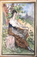 Ragazza seduta davanti a una