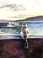 Gatto barca vista mare