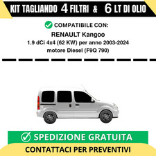 Tagliando per RENAULT Kangoo 1.9 dCi 4x4 62 kw Diesel 2003-2024 - 6 Lt di oli...