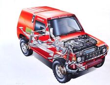 MITSUBISHI PAJERO 1992 DISEGNO ORIGINALE AD AEROGRAFO DI MILANESI 65x50 Cm.