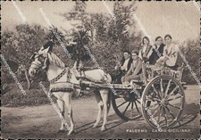 bn481 cartolina palermo carro siciliano