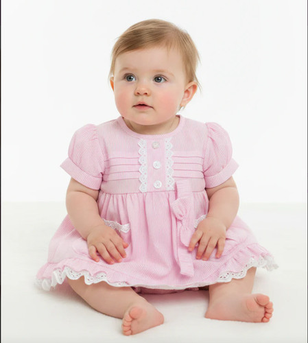Vestito bambina rosa ricamato