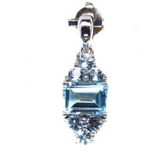 Ciondolo Donna Argento Sterling 925 Placcato Oro Pietra Topazio Blu Cielo