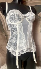 ?GUÈPIÈRE VINTAGE FRANCESE GOSSARD TG.80 DD EU REGGICALZE NYLON PIZZO BIANCO