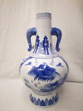 Grande vaso in porcellana cinese con paesaggi in bianco e blu