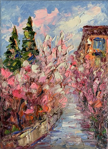 Impasto olio dipinto sakura - impasto, olio,