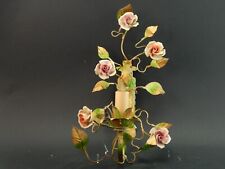 APPLIQUE 1 FUOCO ANTICA LIBERTY FERRO BATTUTO E ROSE CERAMICA POLICROME #1730