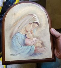 quadro targa madonna gesù vintage antiquariato vecchio religione firmato firma