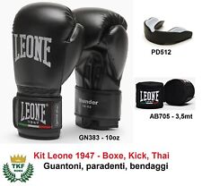 KIT BOXE LEONE : GUANTONI 10OZ+FASCE+PARADENTI - BOXE KICK THAI PREPUGILISTICA