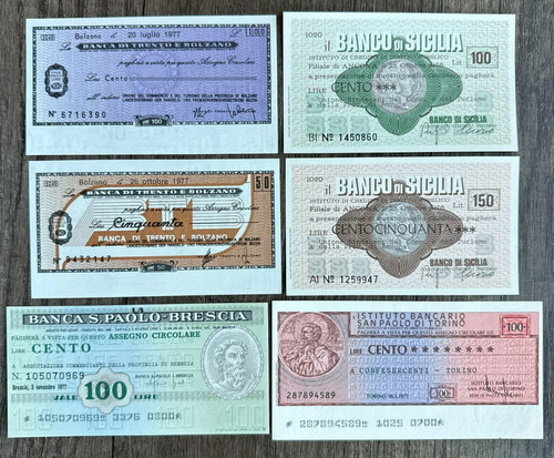 Lotto banconote assegni - banconote, e