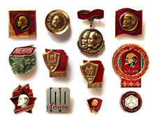 Set di 12 distintivi spilla originali Lenin comunista, falce martello Russia ...