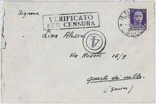 ITALIA REGNO:  storia postale - BUSTA : REALE NAVE LIBECCIO affondata nov. 1941