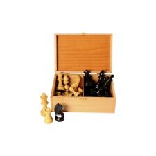 Scacchi Figure In Legno Di Bosso Nero-Naturale - Altezza Del Re 87 Mm