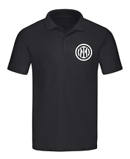 POLO A MANICA CORTA COLORE NERA CON STAMPA IN TERMOVINILE LOGO INTER