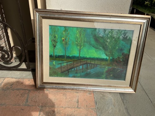 Dipinto olio paesaggio con - a,