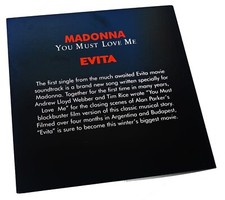 MADONNA DISPLAY CARD You Must