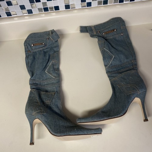 Vintage paprika denim boots - vintage,