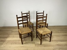 Set 4 sedie legno paglia ottagonali anni 60’ vintage design