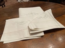 Antico Lenzuolo Cotone Finemente Ricamato A Mano 240x280 Completo Di Federe