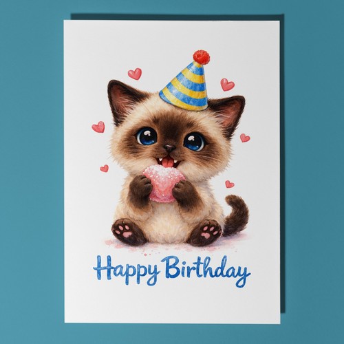 Biglietto compleanno gatto - biglietto,