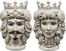 TESTE DI MORO H43 BIANCO FUME' CERAMICA CALTAGIRONE