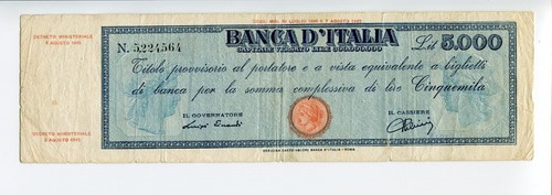Banconota 5000 lire titolo - 5000,