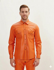 Camicia casual in pelle da