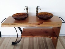 Mobile bagno completo stile INDUSTRIAL legno scortecciato 140x50xh72cm SU MISURA