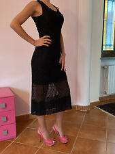 Abito Nero Vestito Trussardi Pizzo Miss Donna S 40 Lungo Sera Capodanno Festa