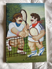 Salvo Lombardo -Tennisti - olio tela cm 20 X 30
