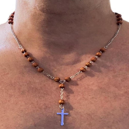 Collana con croce rosario - , in