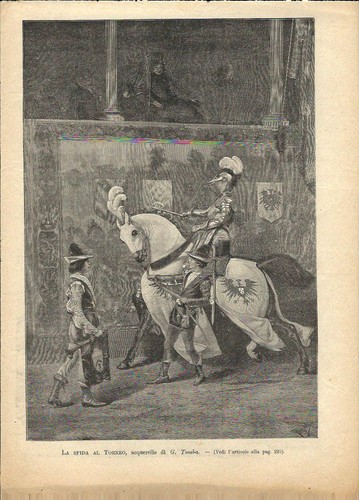 Stampa antica cavaliere - stampa, con