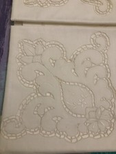 lenzuola 1 Piazza Puro Cotone completo di federa con ricamo intaglio Artigianale