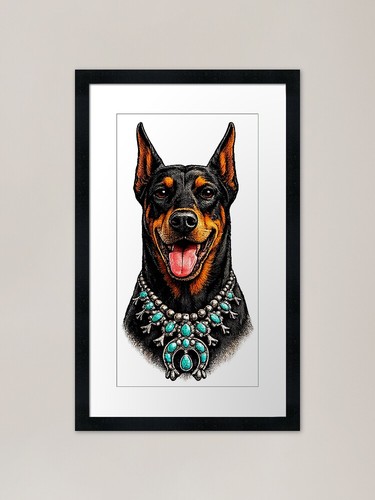 Ritratto doberman con fiore - ritratto,