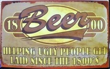 TARGA METALLO Vintage Retro BIRRA 1800 BEER - 42 X 26 Cm