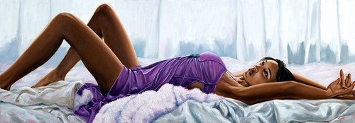 Quadro donna distesa sul letto - donna,
