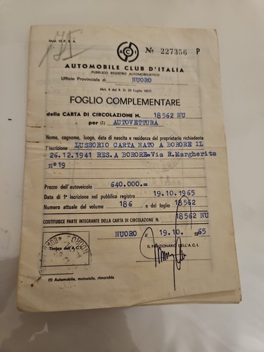 Vintage foglio - a.c.i.,