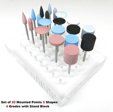 Set 20 ruote montate per lucidatura silicone kit assortimento 4 gradi con blocco supporto