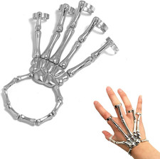 1 Pcs Bracciale a Mano Con Scheletro E Anello in Metallo, Bracciale Dito Hallowe