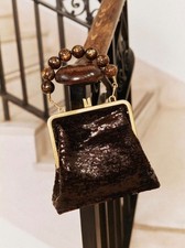 Borsa da sera ME+EM paillettes marrone cioccolato italiano stock attuale prezzo consigliato £ 395 nuova con etichette