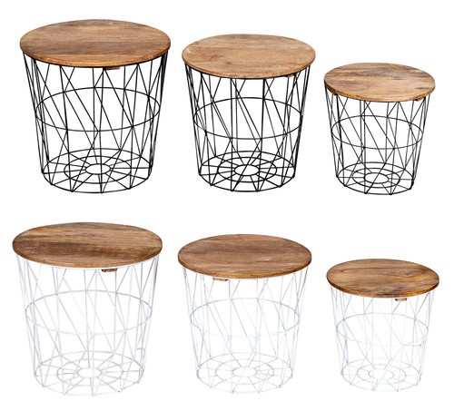 Set tavolini metallo cestino - set,