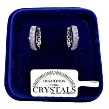 Cerchi 12mm Orecchini Uomo Donna pl. oro Bianco 18K con cristalli Zirconi 0/42