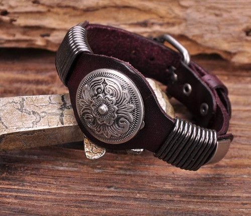 Bracciale uomo pelle borchie