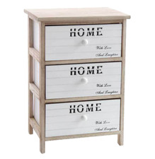 CASSETTIERA 3 CASSETTI MOBILETTO CUCINA BAGNO CAMERA BIANCO LEGNO HOME h58*40*29