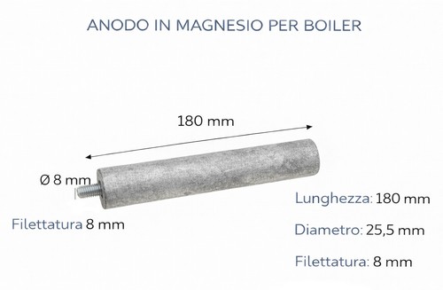 Anodo magnesio 180 25 - anodo, in