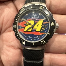 Orologio NASCAR 39mm VINTAGE JEFF GORDAN "GAME TIME" funzionante cinturino nero batteria nuova