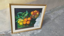 Quadro olio su tela vintage soggetto limoni, arance e mele autore Nicolosi. Misu