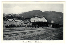 Cartolina - Calalzo - Pieve di Cadore - La Stazione col Treno - Belluno