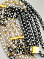 EMATITE E PERLE , COLLANA VINTAGE - TRE FILI