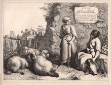 Incisione Del 1764 - Francesco Londonio - Scena agreste con Pecore E Pastorelli